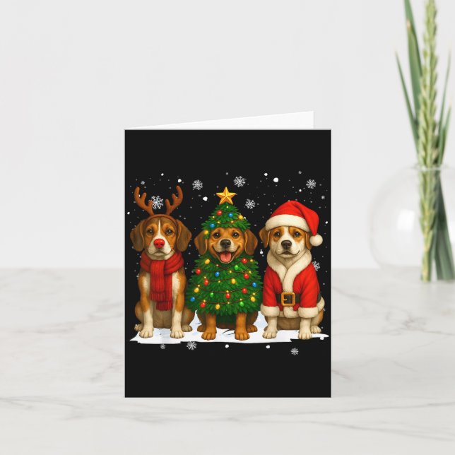 Retro Christmas Beagle Santa Reindeer Dog Lover  Kort (Framsida)