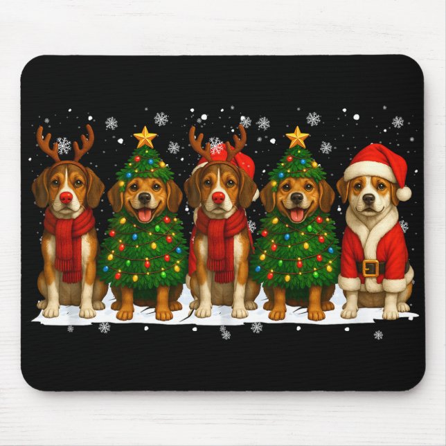 Retro Christmas Beagle Santa Reindeer Dog Lover  Musmatta (Framsidan)