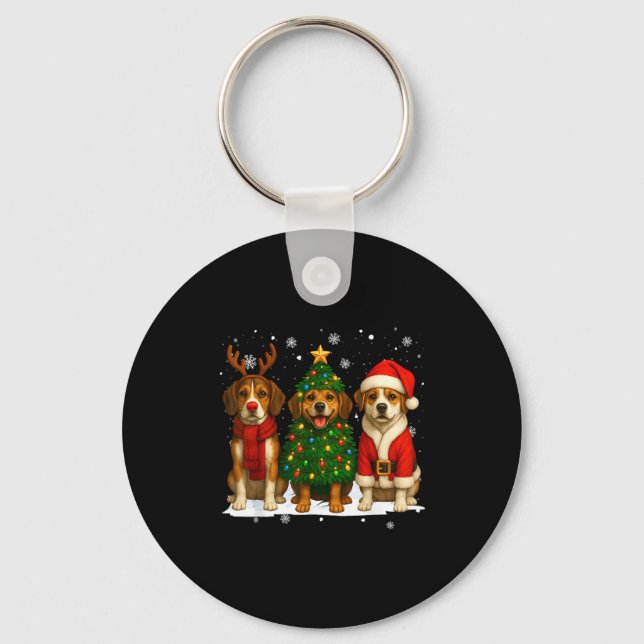 Retro Christmas Beagle Santa Reindeer Dog Lover  Nyckelring (Framsida)