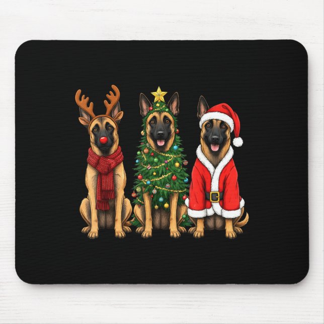Retro Christmas Belgian Malinois Santa Reindeer Do Musmatta (Framsidan)