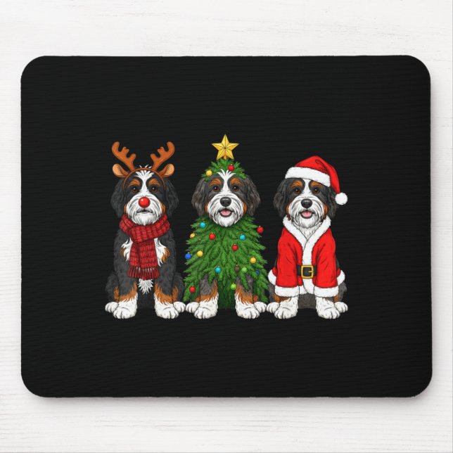 Retro Christmas Bernedoodle Santa Reindeer Dog Lov Musmatta (Framsidan)