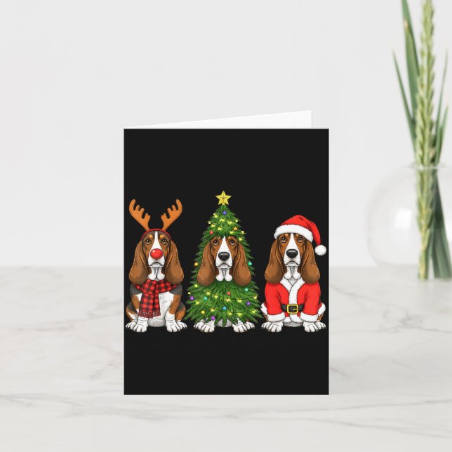 Retro Christmas Bet Hound Santa Reindeer Dog Lover Kort (Framsida)