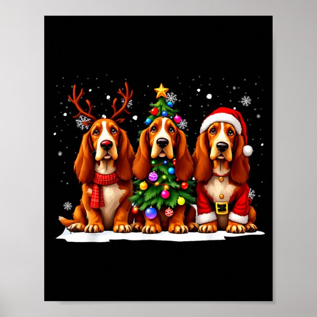 Retro Christmas Bet Hound Santa Reindeer Dog Lover Poster (Framsidan)