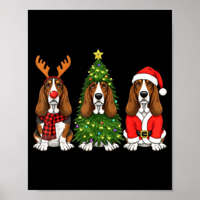 Retro Christmas Bet Hound Santa Reindeer Dog Lover Poster (Framsidan)