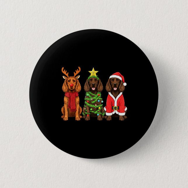 Retro Christmas Boykin Spaniel Santa Reindeer Dog  Knapp (Framsida)