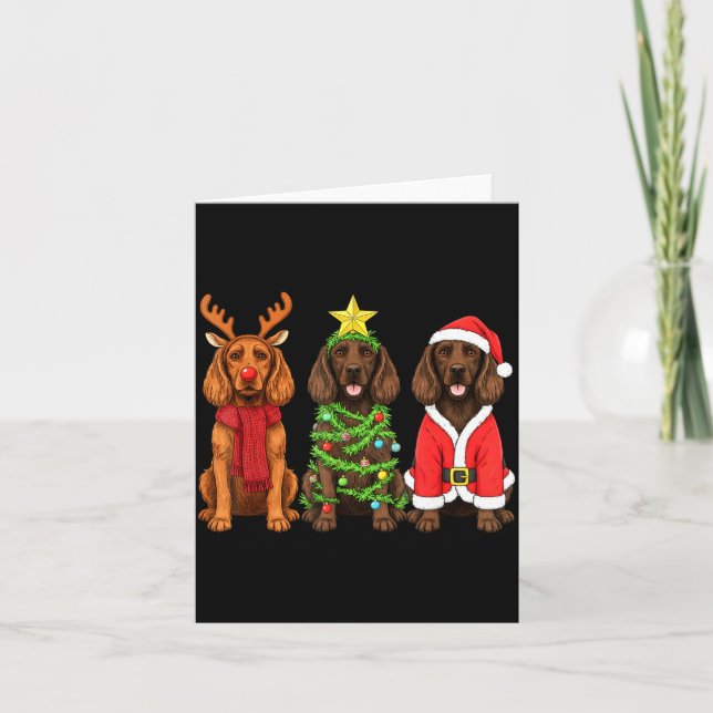 Retro Christmas Boykin Spaniel Santa Reindeer Dog  Kort (Framsida)