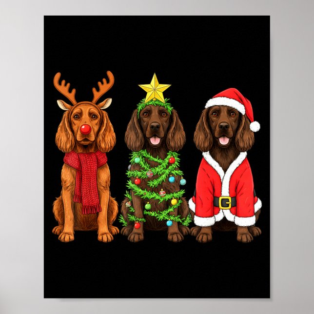 Retro Christmas Boykin Spaniel Santa Reindeer Dog  Poster (Framsidan)