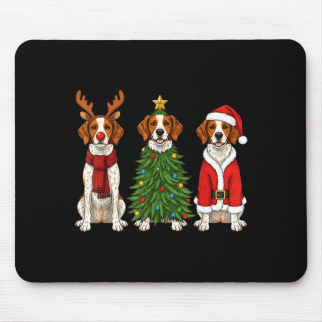 Retro Christmas Brittany Spaniel Santa Reindeer Do Musmatta (Framsidan)