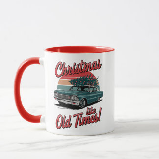 Retro Christmas Car – Old Times Holiday Mugg