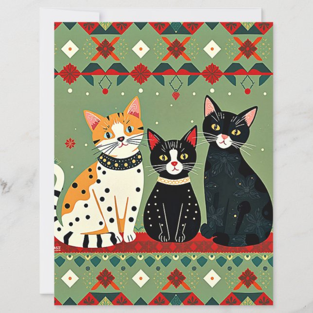 Retro Christmas cats craft paper (Framsida)