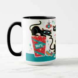 Retro Christmas Cats Mug Customizable Mugg