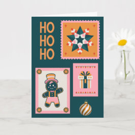 Retro Christmas Cheer Card – Gingerbread Man, Cand Kort