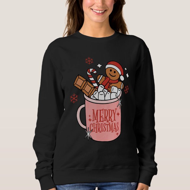 Retro Christmas Coffee Merry Christmas Gingerbread T Shirt (Framsida)