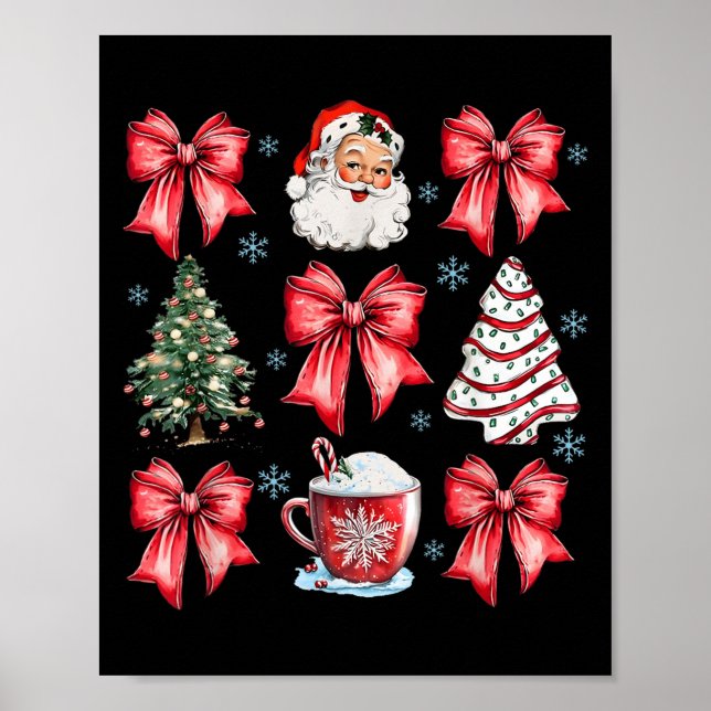 Retro Christmas Coquette Bow Santa Coffee Cake Hol Poster (Framsidan)
