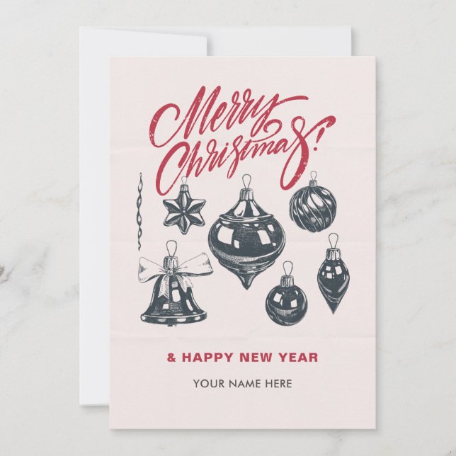 Retro christmas decor bollar julkort (Framsida)