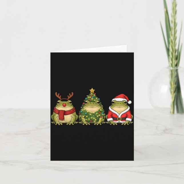 Retro Christmas Desert Rain Frog Santa Reindeer  Kort (Framsida)