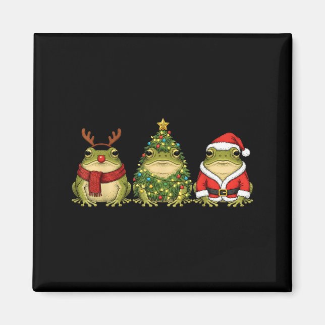 Retro Christmas Desert Rain Frog Santa Reindeer  Magnet (Framsidan)