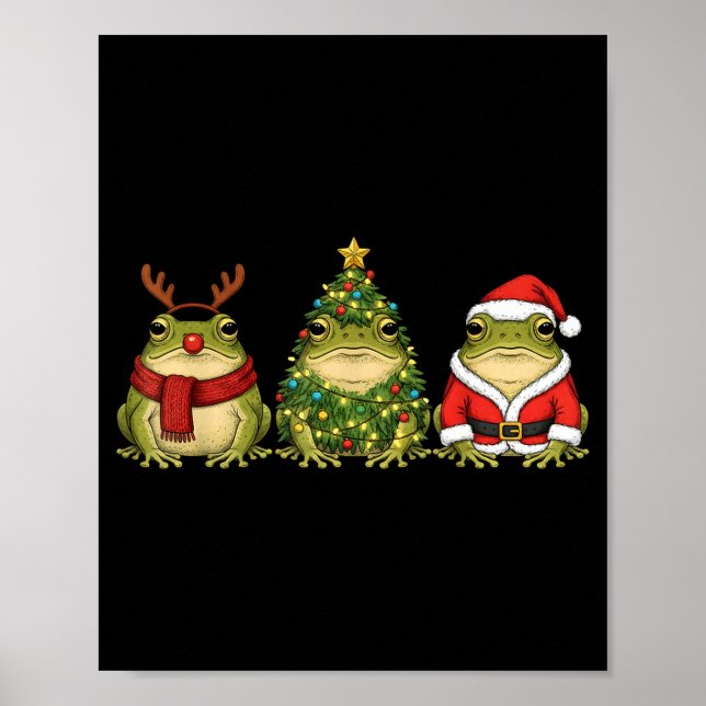Retro Christmas Desert Rain Frog Santa Reindeer  Poster (Framsidan)