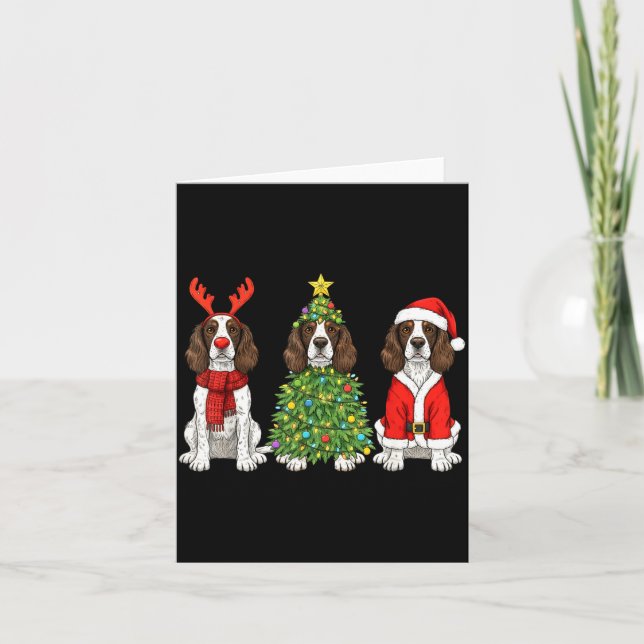 Retro Christmas English Springer Spaniel Santa Rei Kort (Framsida)
