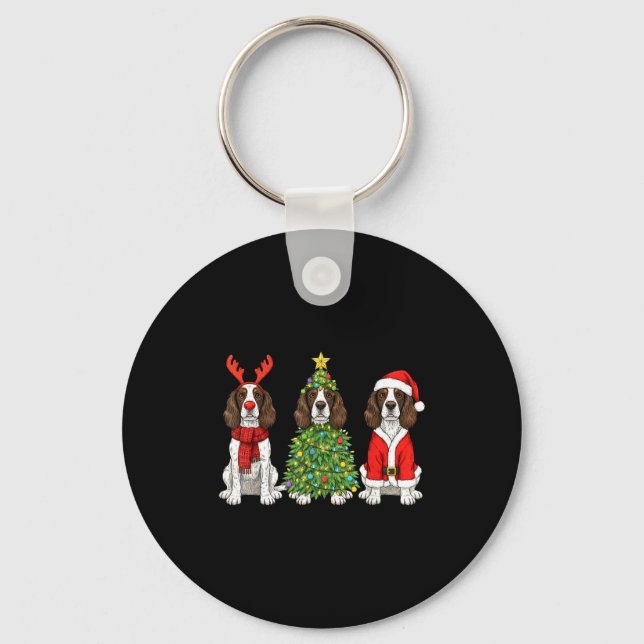 Retro Christmas English Springer Spaniel Santa Rei Nyckelring (Framsida)