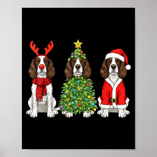 Retro Christmas English Springer Spaniel Santa Rei Poster (Framsidan)