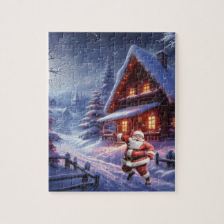 Retro Christmas Eve Santa Claus  Pussel
