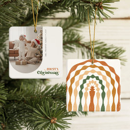 Retro Christmas Family Photo Portrait Holiday Julgransprydnad Keramik