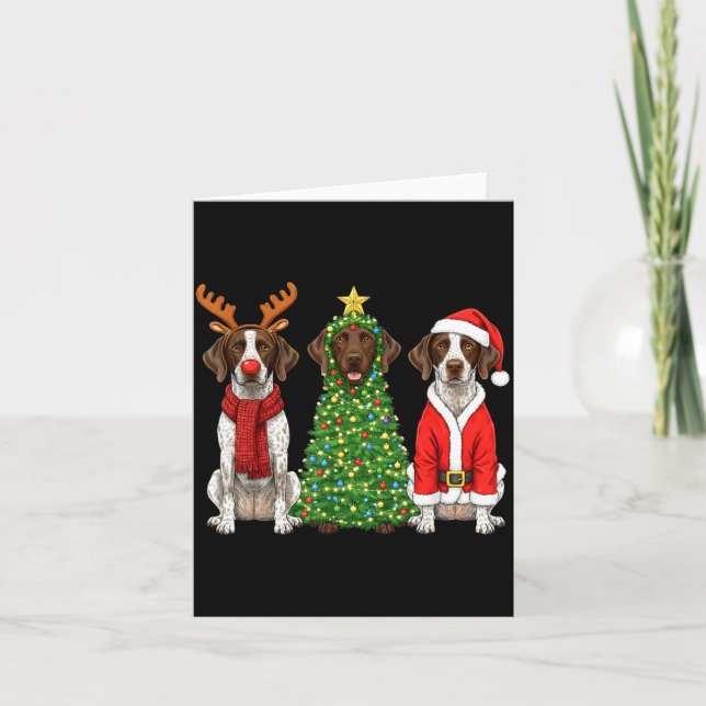 Retro Christmas German Shorthaired Inter Santa Rei Kort (Framsida)