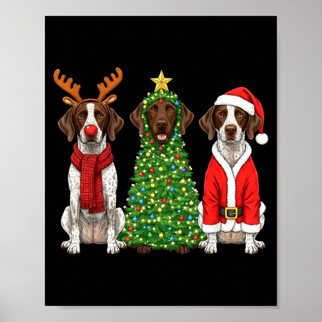 Retro Christmas German Shorthaired Inter Santa Rei Poster (Framsidan)