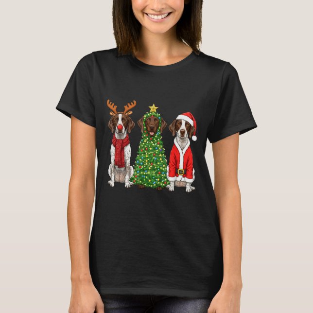 Retro Christmas German Shorthaired Inter Santa Rei T Shirt (Framsida)