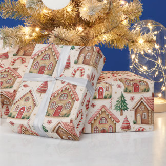 Retro Christmas Gingerbread House Holiday Presentpapper