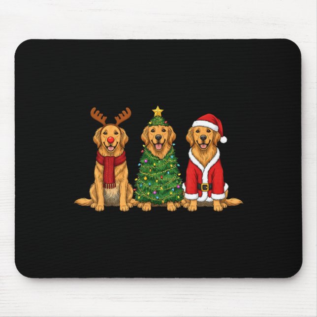 Retro Christmas Golden Retriever Santa Reindeer Do Musmatta (Framsidan)