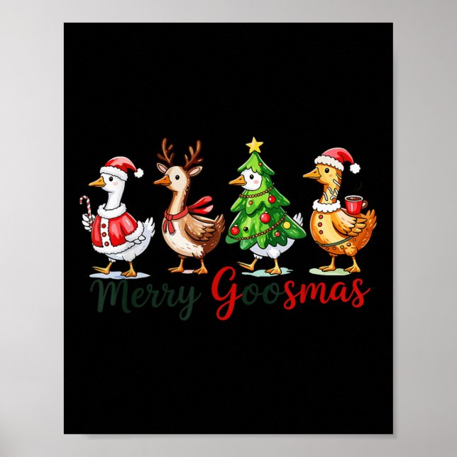 Retro Christmas Goose Xmas Merry Goosmas  Poster (Framsidan)