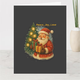 “Retro Christmas Greeting Card – Santa with Gifts” Kort