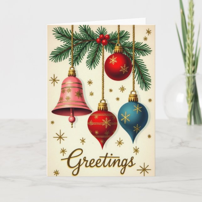 Retro Christmas Greetings Card Kort (Framsida)