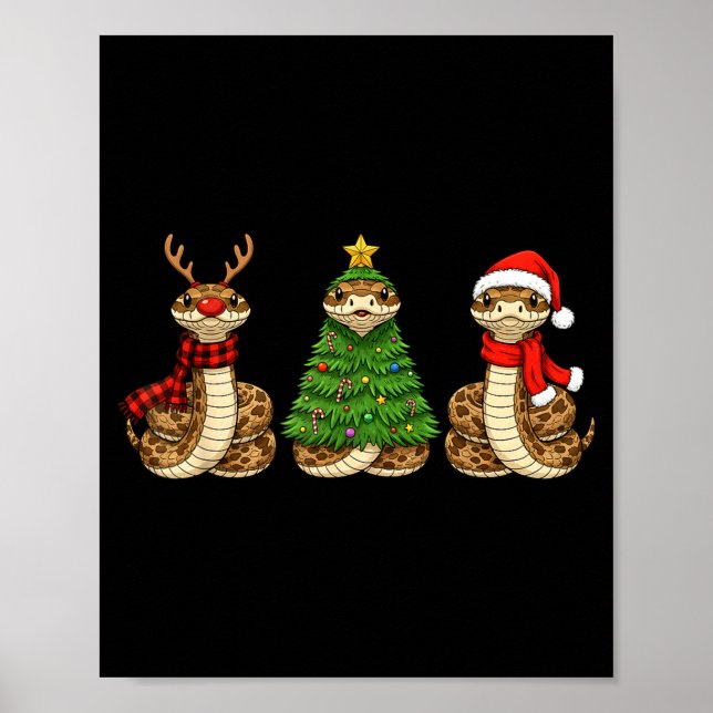 Retro Christmas Hognose Snake Santa Reindeer  Poster (Framsidan)