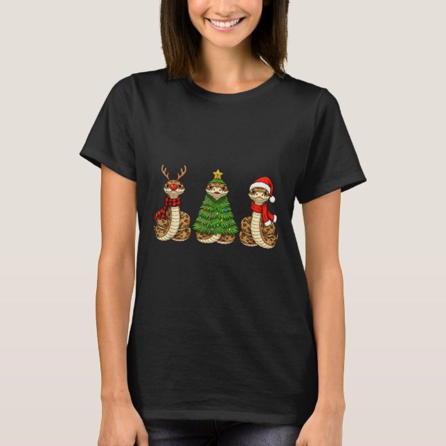 Retro Christmas Hognose Snake Santa Reindeer  T Shirt (Framsida)