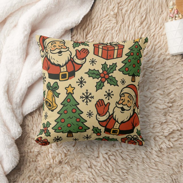 Retro Christmas icon pattern Kudde (Filt)