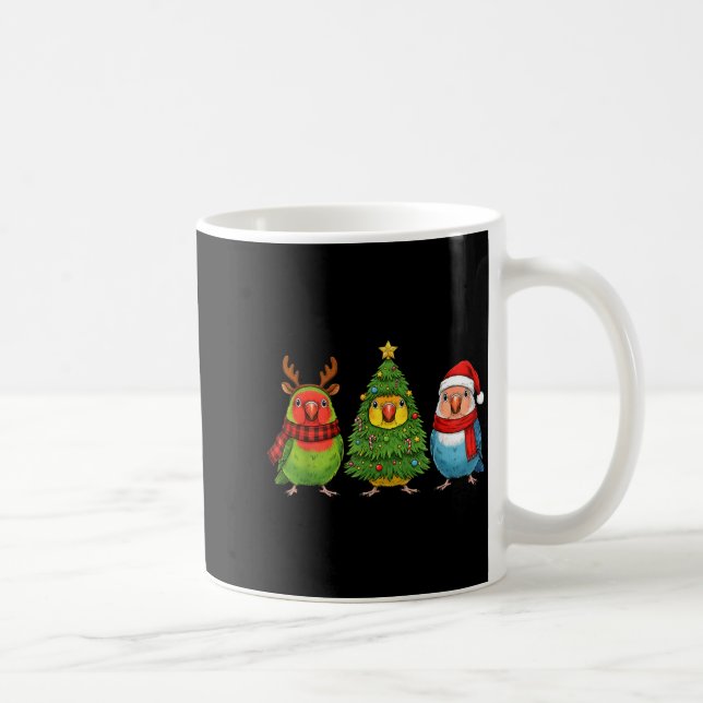 Retro Christmas Lovebird Parrot Santa Reindeer  Kaffemugg (Höger)