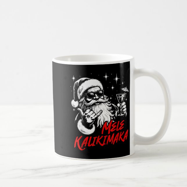 Retro Christmas Mele Kalikimaka Santa Shaka Hawaii Kaffemugg (Höger)