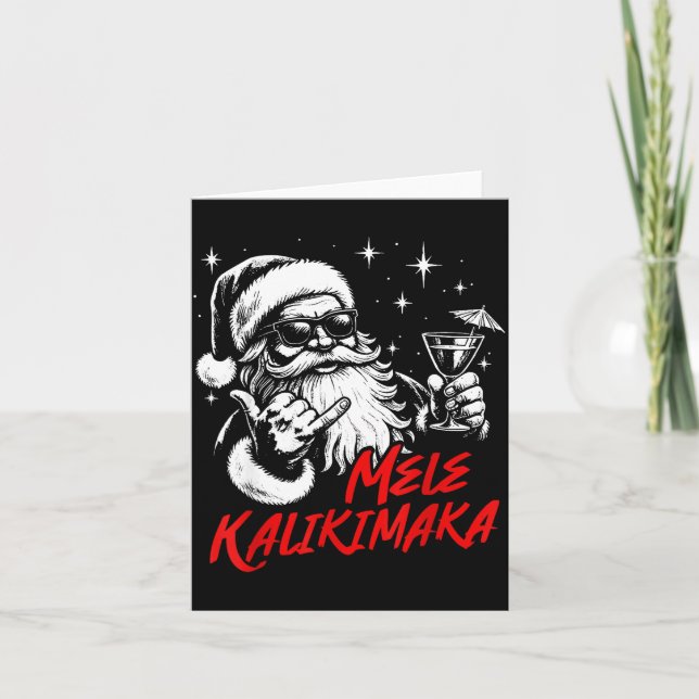 Retro Christmas Mele Kalikimaka Santa Shaka Hawaii Kort (Framsida)