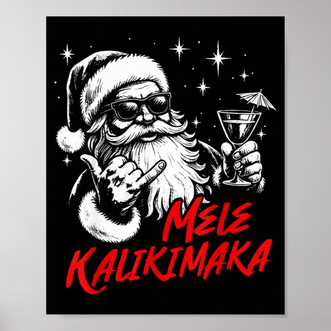 Retro Christmas Mele Kalikimaka Santa Shaka Hawaii Poster (Framsidan)