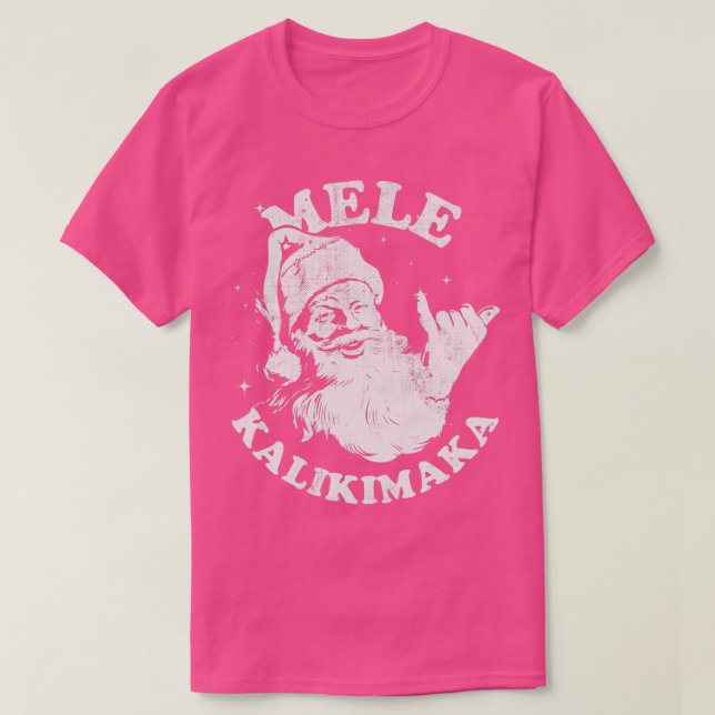 Retro Christmas Mele Kalikimaka Santa Shaka Hawaii T Shirt (Design framsida)