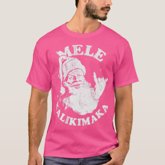 Retro Christmas Mele Kalikimaka Santa Shaka Hawaii T Shirt