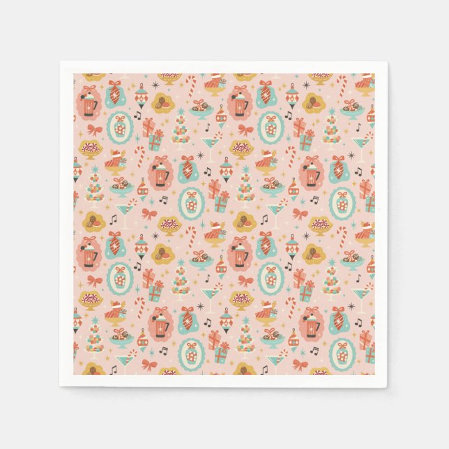 Retro Christmas Napkins Pappersservett (Framsidan)