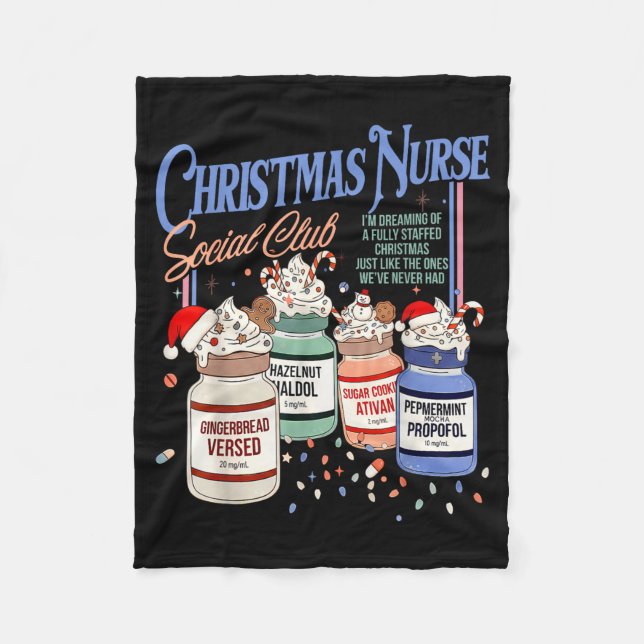Retro Christmas Nurse Social Icu Nurse Profol Xmas Fleecefilt (Framsidan)