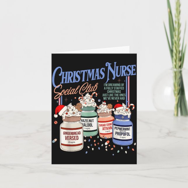 Retro Christmas Nurse Social Icu Nurse Profol Xmas Kort (Framsida)