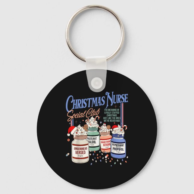 Retro Christmas Nurse Social Icu Nurse Profol Xmas Nyckelring (Framsida)