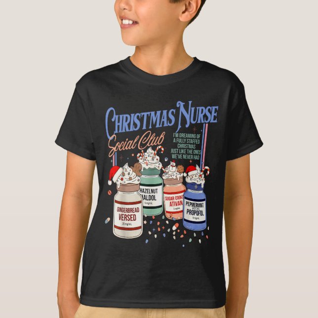 Retro Christmas Nurse Social Icu Nurse Profol Xmas T Shirt (Framsida)