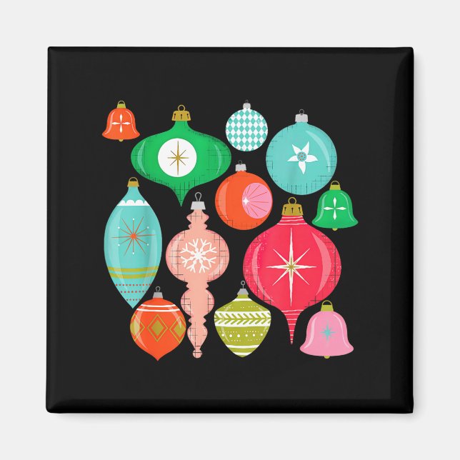 Retro Christmas Ornaments Mid Century Modern  Magnet (Framsidan)